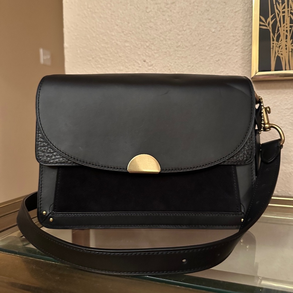 Coach Mixed Leather Dreamer Crossbody Shoulder Bag 73547 Black $495